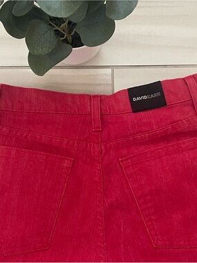 David Kahn Red Wide Leg High Rise Denim Jeans Size 8 Made in 🇺🇸